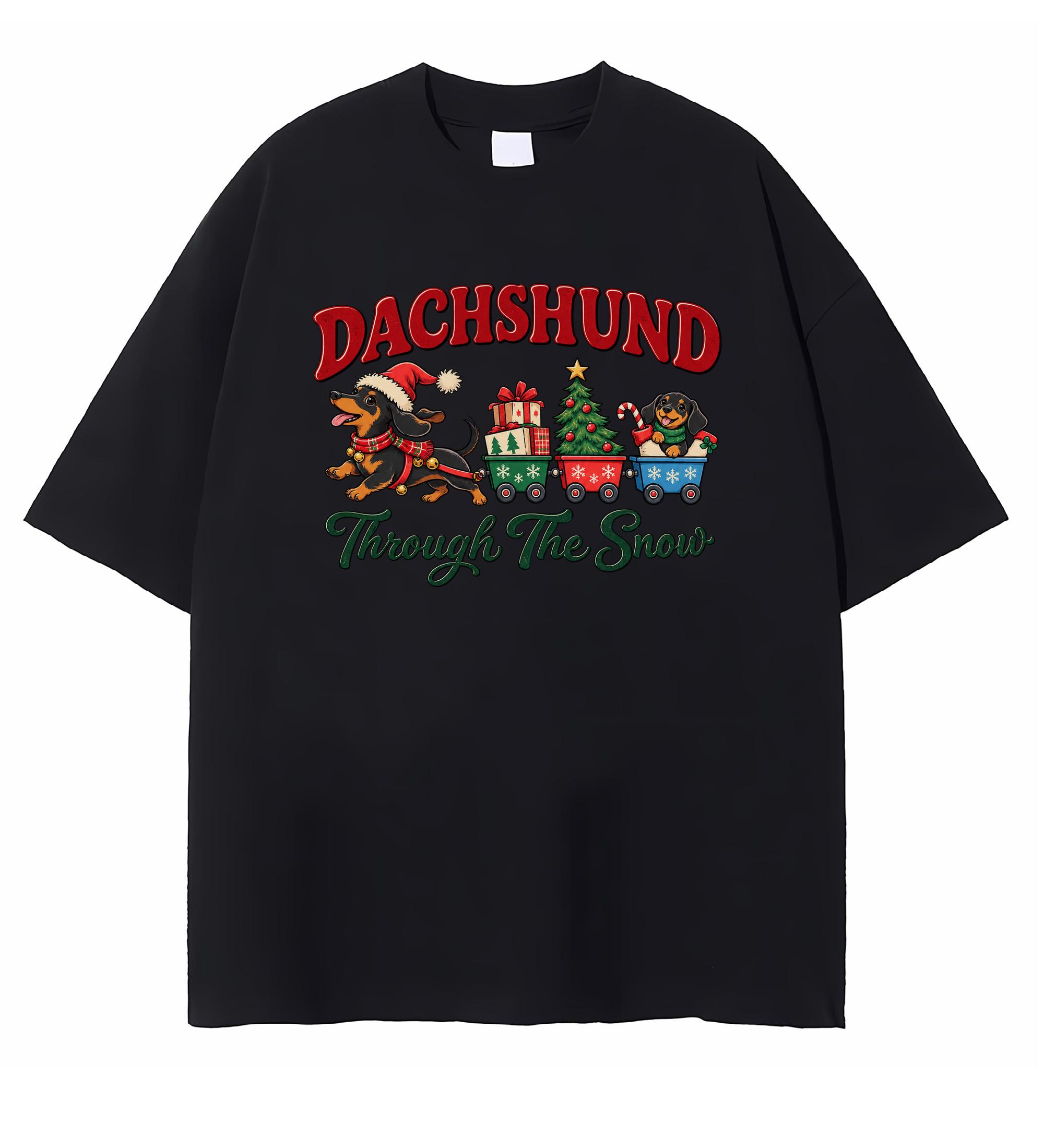 Dachshund Through The Snow T-shirt Christmas Wiener Dog Graphic Cute Doxie Holiday Gift For Dog Lovers